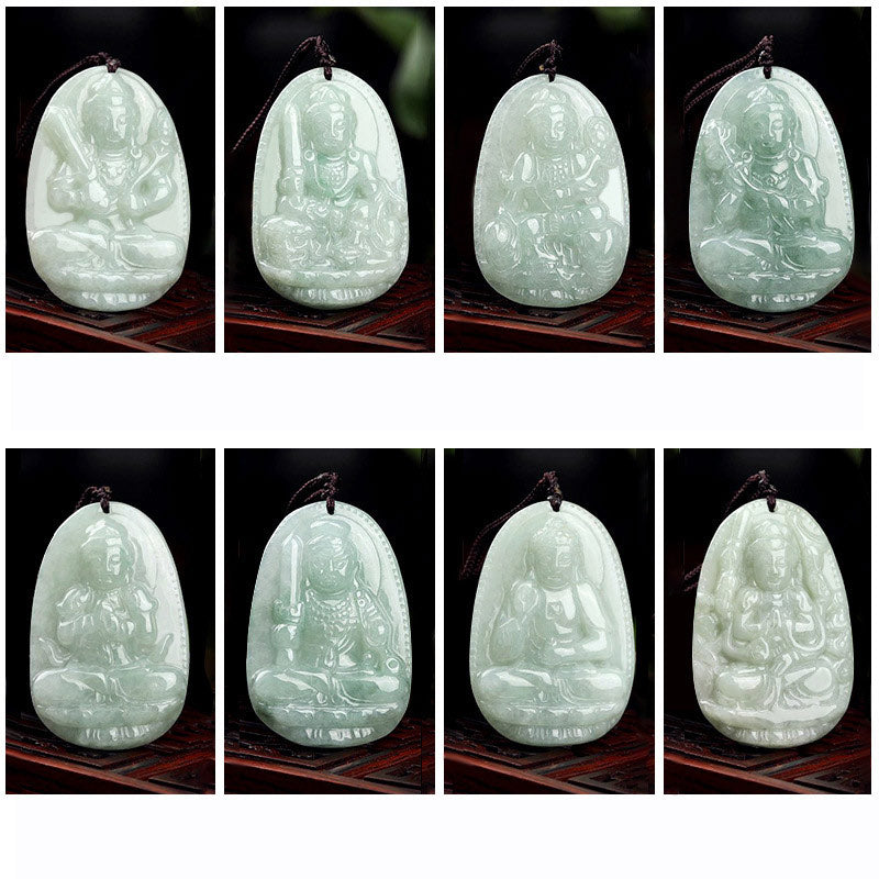 Wear FengShui Chinese Zodiac Natal Buddha Jade Wealth Prosperity Necklace Pendant