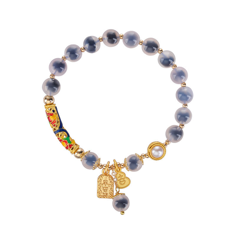 Wear FengShui Natural Blue Candy Agate Amulet Strength Bracelet