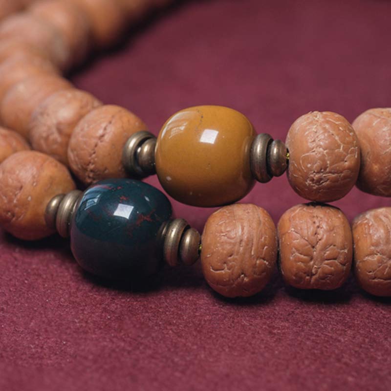 Wear FengShui 108 Mala Beads Bodhi Seed Dzi Bead Peace Tassel Bracelet