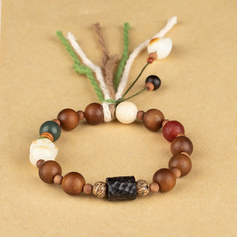 Wear FengShui Lightning Strike Wood Bodhi Seed Cat Paw Claw Auspiciousness Protection Tassel Bracelet