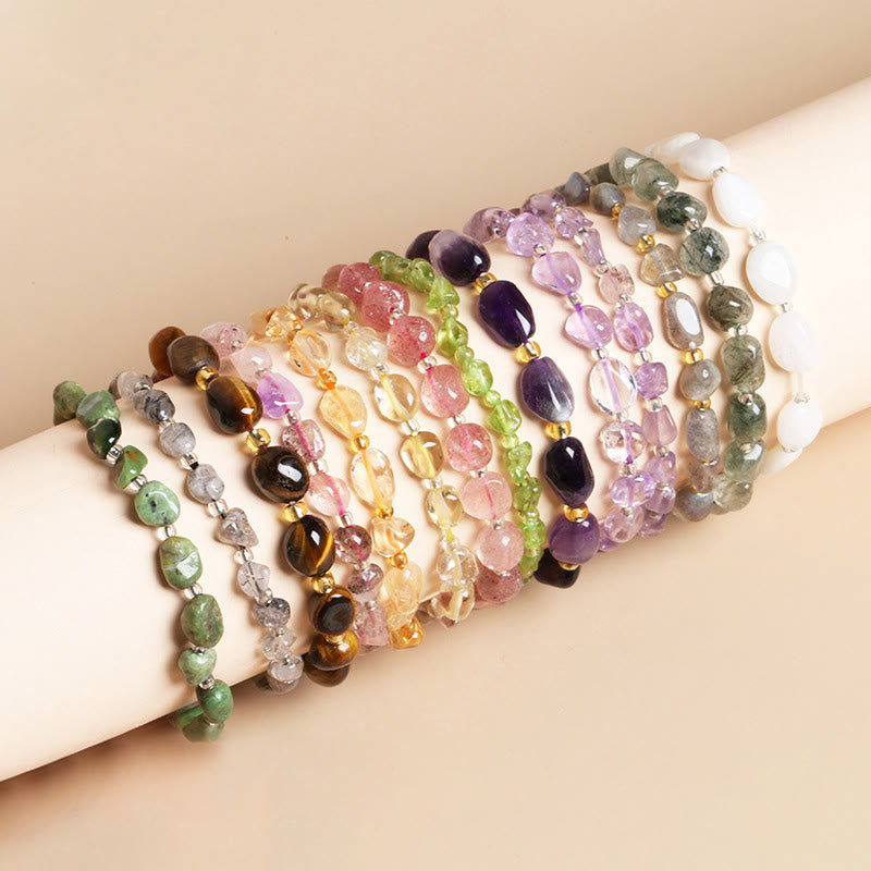 Wear FengShui Natural Irregular Shape Stone Crystal Meditation Balance Bracelet