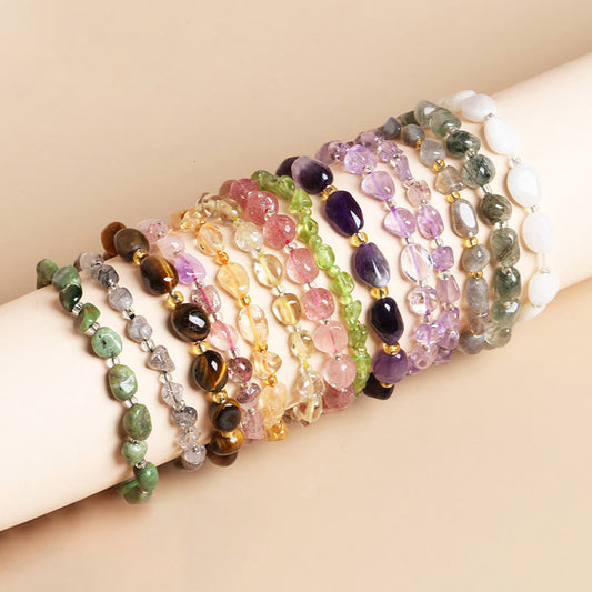 Wear FengShui Natural Irregular Shape Stone Crystal Meditation Balance Bracelet