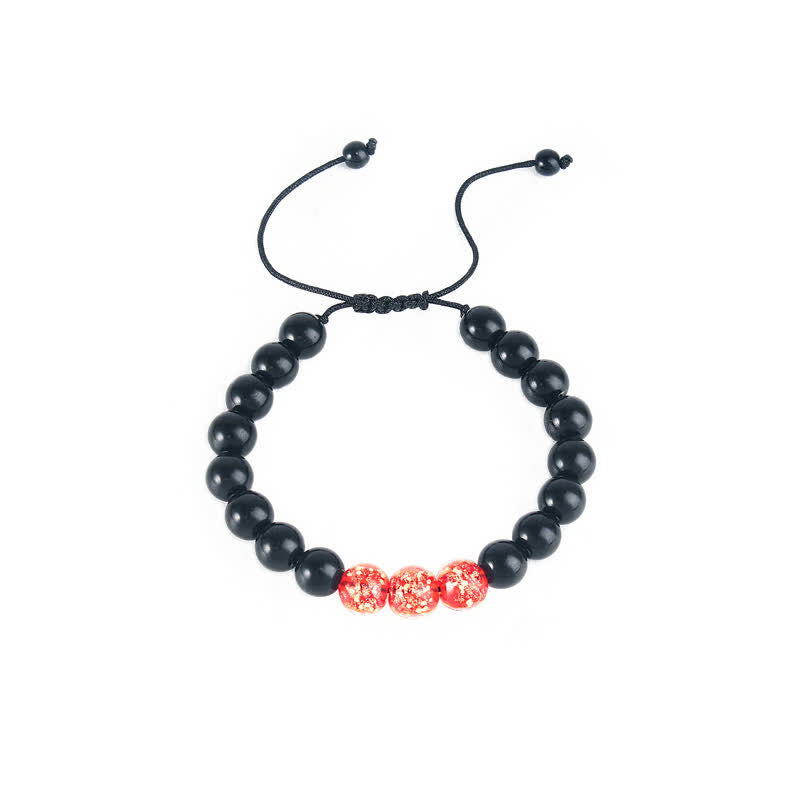 Wear FengShui Black Obsidian Luminous Glowstone Strength Bracelet