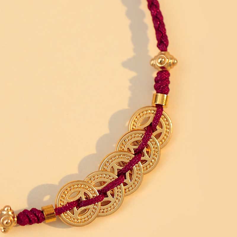 Wear FengShui Copper Coin Fortune Tree Luck Strength Braided Bracelet