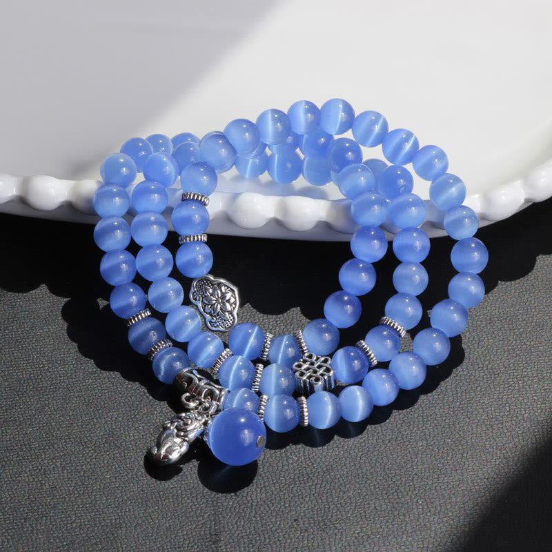 Wear FengShui Cat Eye PiXiu Support Triple Wrap Bracelet