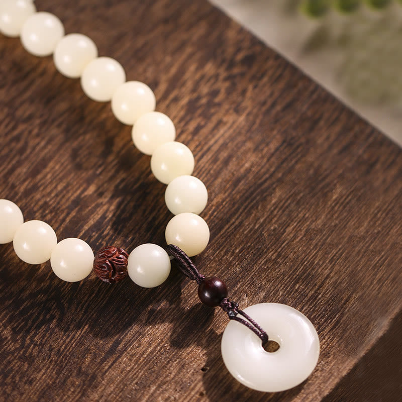Wear FengShui Bodhi Seed Green Sandalwood Lotus Peace Buckle Harmony Double Wrap Bracelet