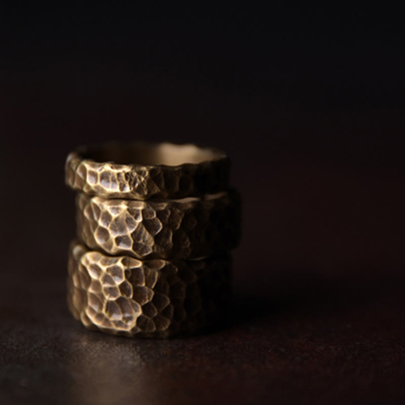 Wear FengShui Tibetan Bump Texture Design Copper Brass Luck Ring