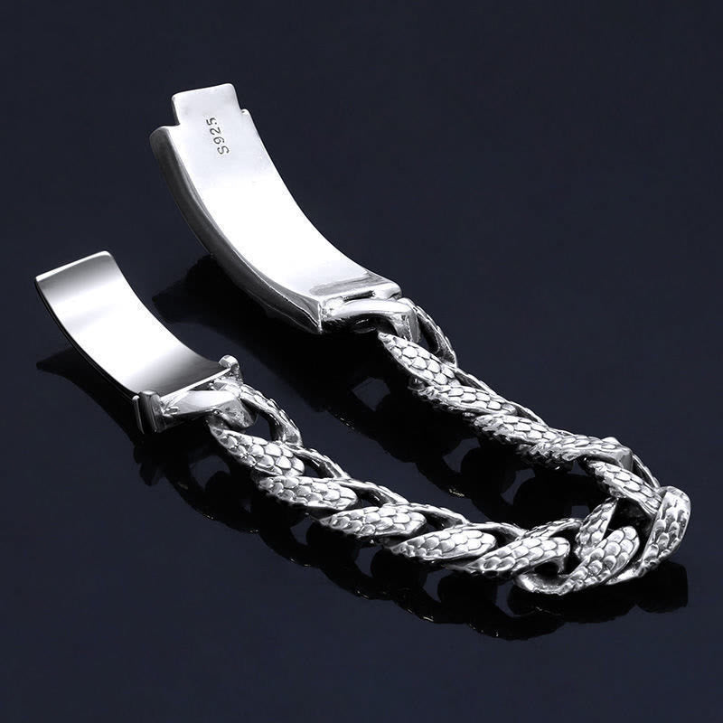 Wear FengShui Retro Dragon Scale Pattern Engraved Protection Bracelet