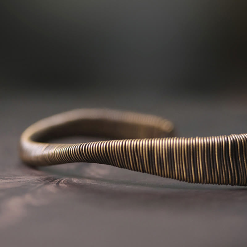Wear FengShui Simple Design Wrapped Brass Copper Luck Wealth Adjustable Cuff Bracelet