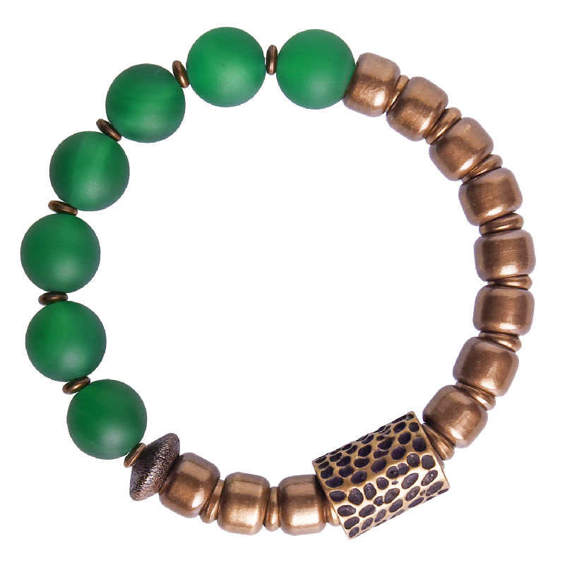 Wear FengShui Tibetan Red Agate Green Agate Copper Confidence Fortune Bracelet