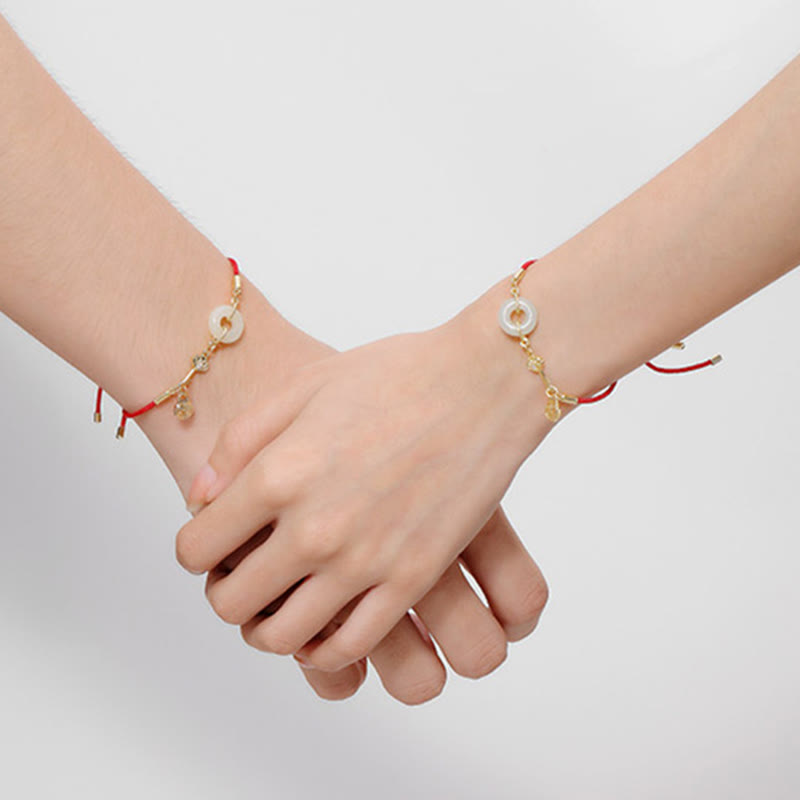 Wear FengShui "Wishing You Peace and Protection" Jade Red Rope Bracelet Includes Gift Message Card
