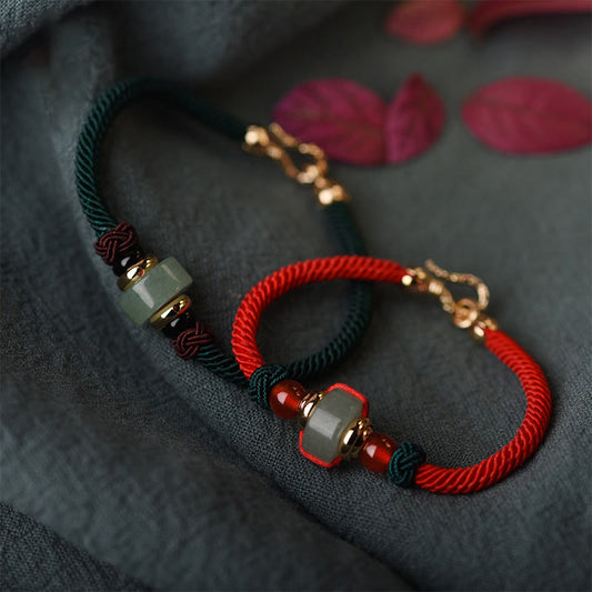 Wear FengShui Tibetan Green Aventurine Luck Braid String Bracelet