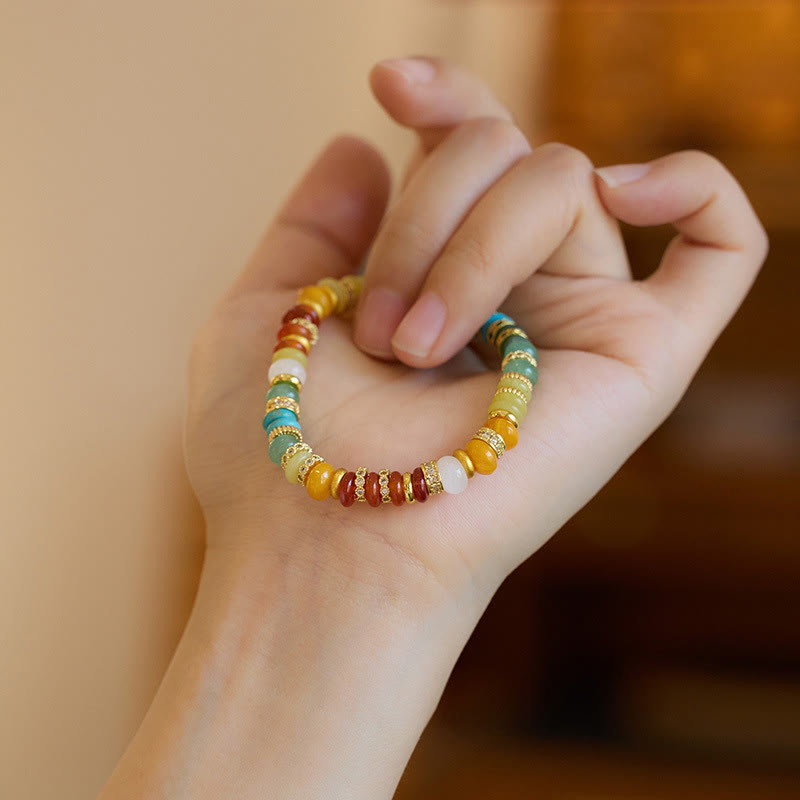 Wear FengShui Natural Red Agate Jade Rainbow Confidence Bracelet