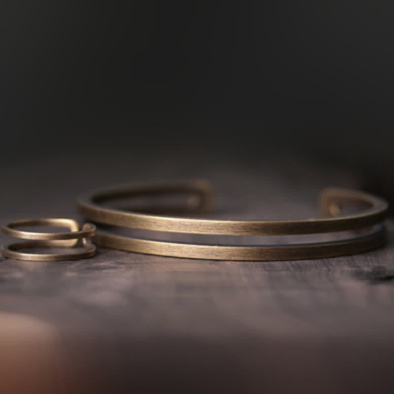 Wear FengShui Rustic Copper Luck Viking Cuff Bracelet
