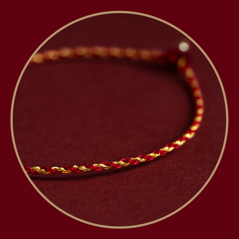 Wear FengShui 14K Gold Plated Handmade Red Gold Rope King Kong Knot Braided Luck Bracelet