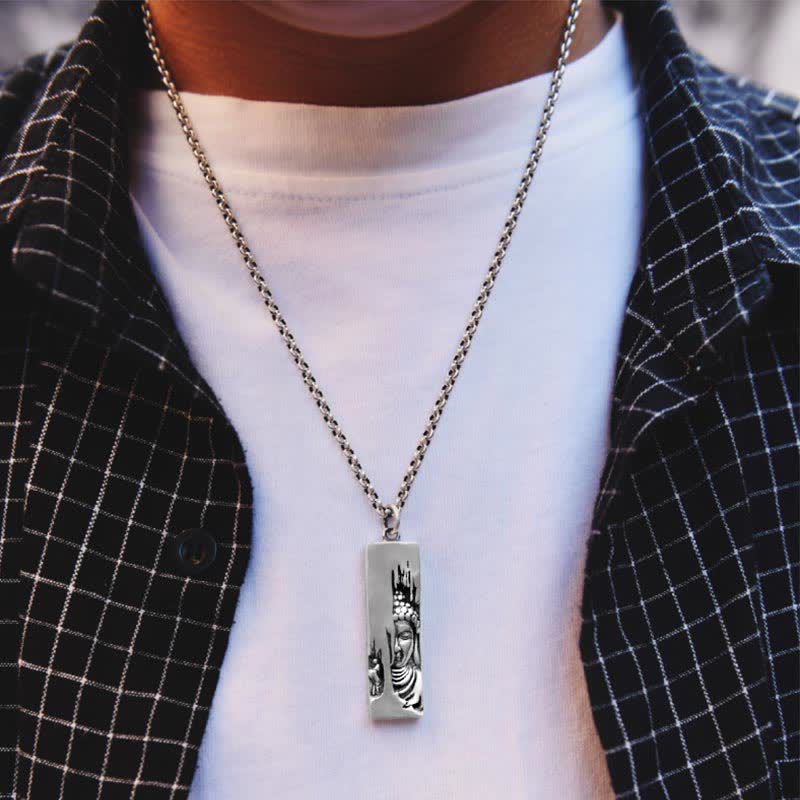 Wear FengShui Tathagata Buddha Strength Protection Amulet Lucky Vintage Style Pendant Necklace