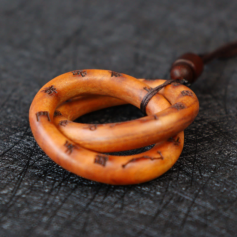 Wear FengShui Lightning Struck Jujube Wood Taoist Yin Yang Ring Qiankun Circle Leizu Taboo Luck Necklace Pendant