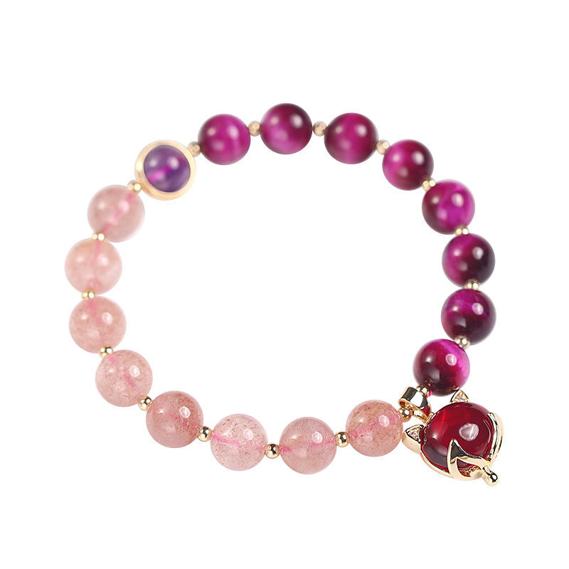 Wear FengShui Natural Strawberry Quartz Pixiu Love Bracelet