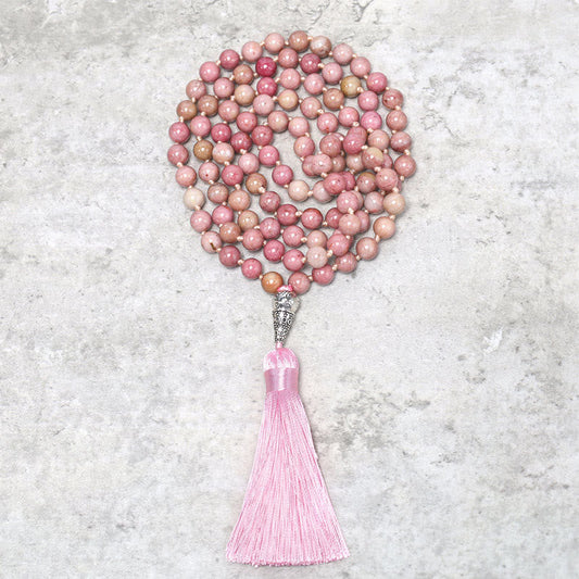 Wear FengShui 108 Mala Rhodonite Beads Yoga Meditation Prayer Beads Bracelet