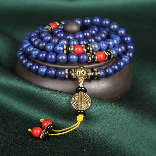 Wear FengShui Tibetan Mala Lapis Lazuli Lazurite Positive Bracelet