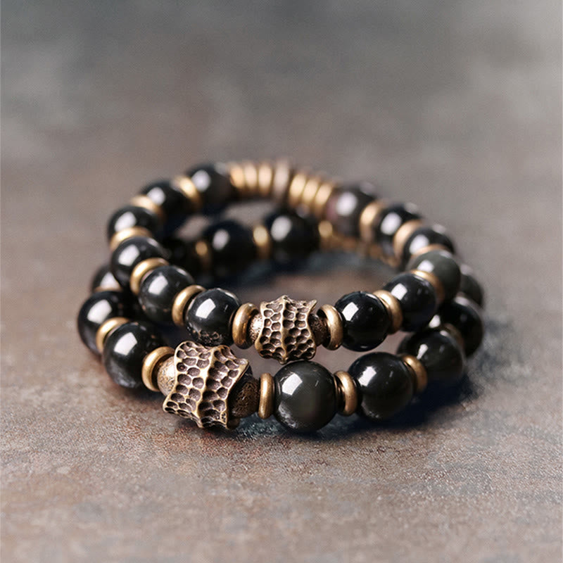 Wear FengShui Rainbow Obsidian Copper Love Healing Bracelet