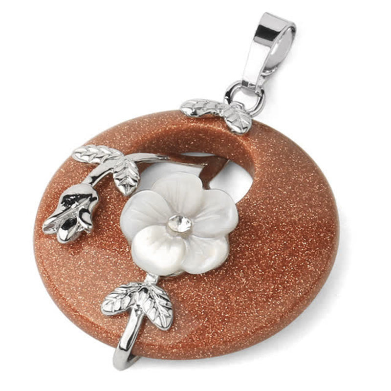 Wear FengShui Various Crystal Amethyst Green Aventurine Flower Healing Necklace Pendant