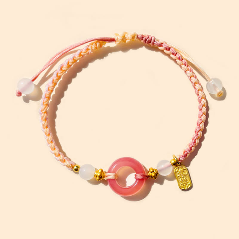 Wear FengShui Peace And Joy Agate Peace Buckle Auspicious Handmade Braided Bracelet