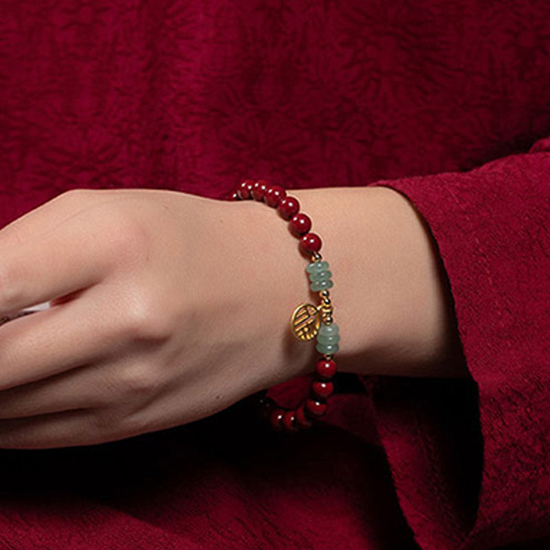 Wear FengShui Cinnabar Green Aventurine Luck Blessing Bracelet