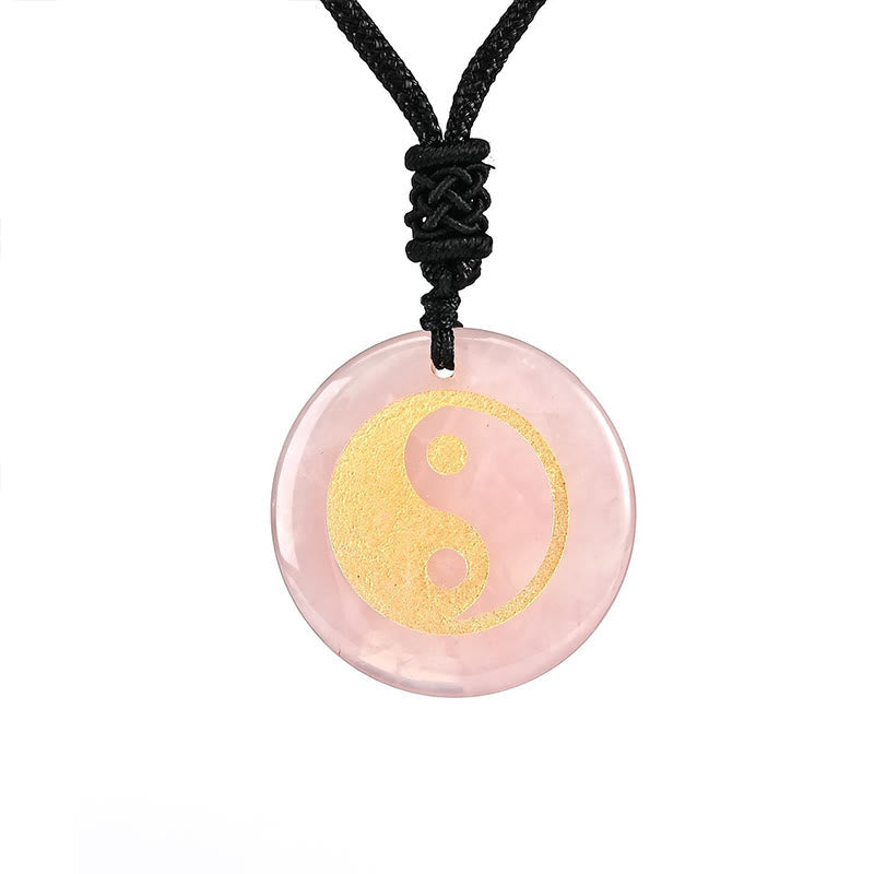Wear FengShui Various Crystal Amethyst Tiger Eye Green Aventurine Yin Yang Spiritual Necklace Pendant