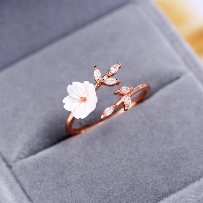 Wear FengShui Plum Blossom Leaf Pattern Copper Luck Ring