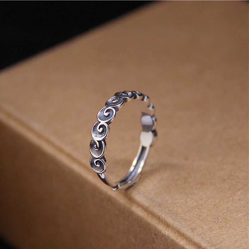 Wear FengShui 925 Sterling Silver Auspicious Clouds Engraved Ring