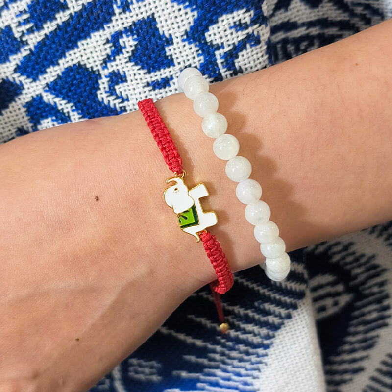 Wear FengShui Tibetan Handmade 925 Sterling Silver Lucky Elephant Red String Bracelet