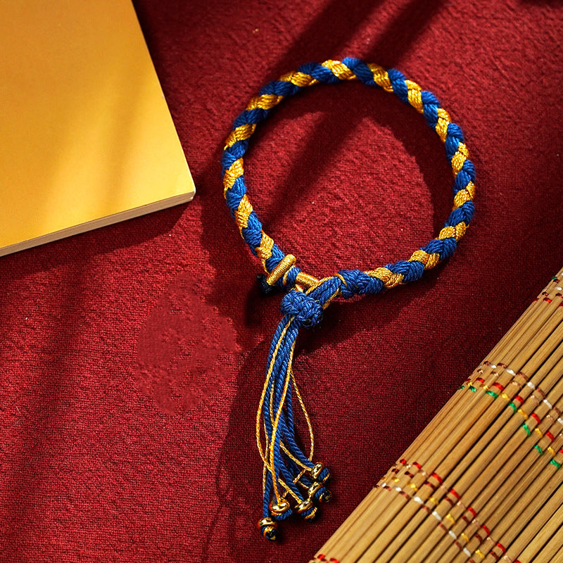 Wear FengShui Handmade Tibetan Five God Of Wealth Dragon Scale Rope Luck Braid Bracelet