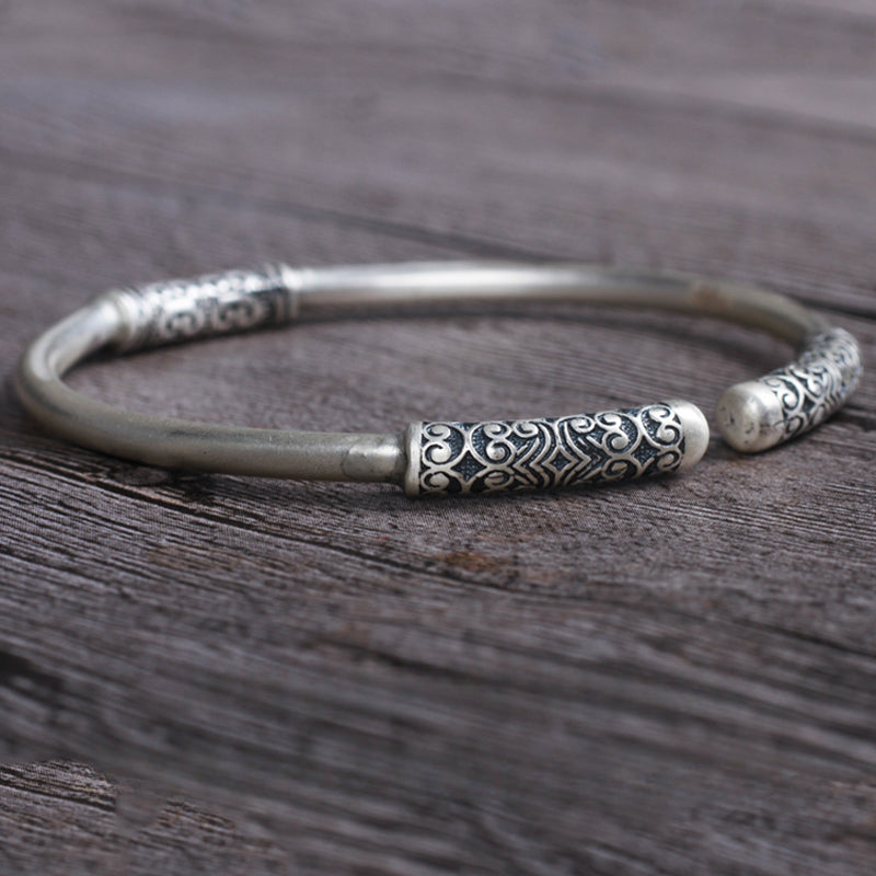 Adjustable 999 Sterling Silver Sun Wukong Couple Bracelet with Tightening Spell Design