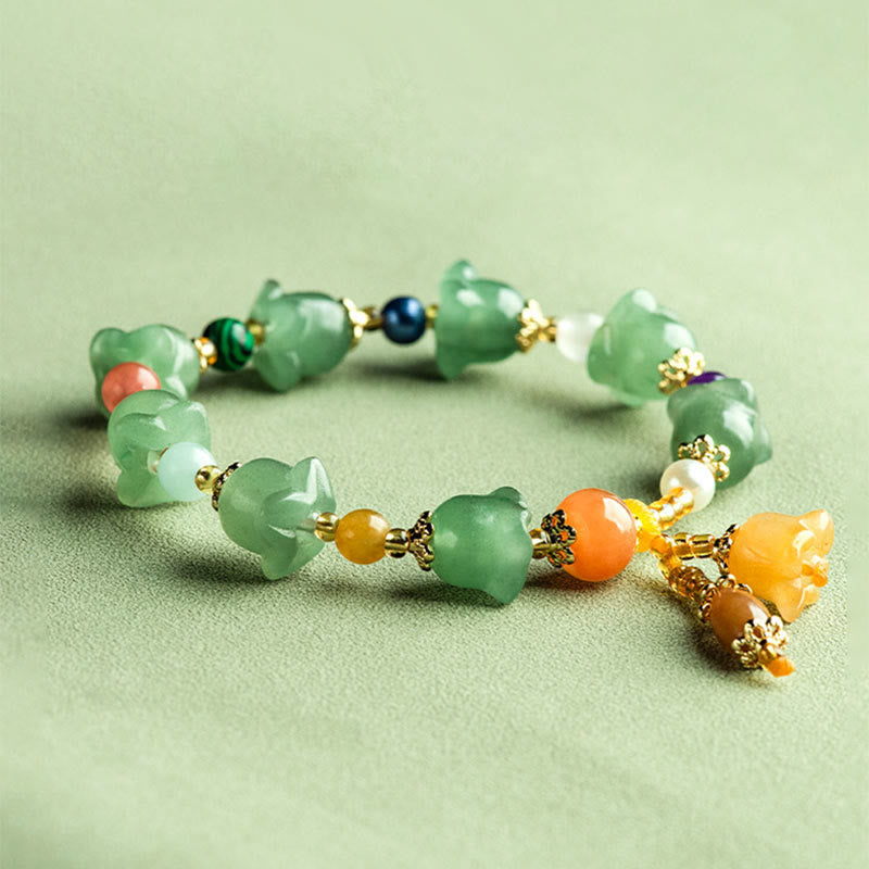 Wear FengShui Green Aventurine Magnolia Flower Luck Bracelet