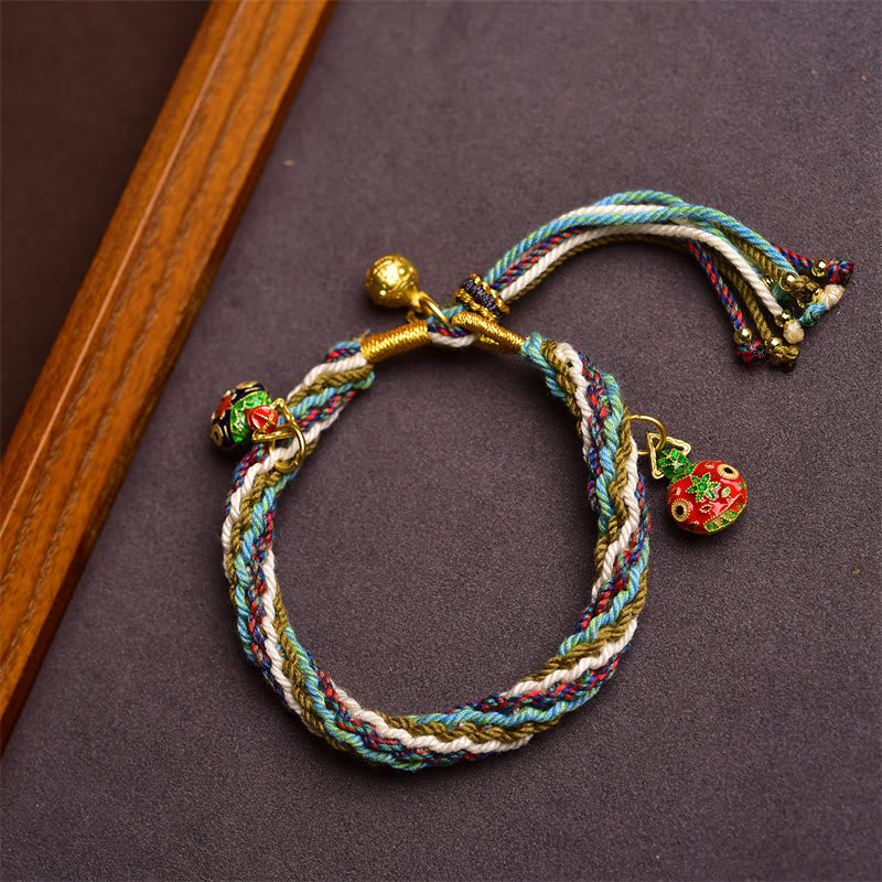 Wear FengShui Handmade Gold Swallowing Beast Family Healing Reincarnation Knot Braid Bracelet