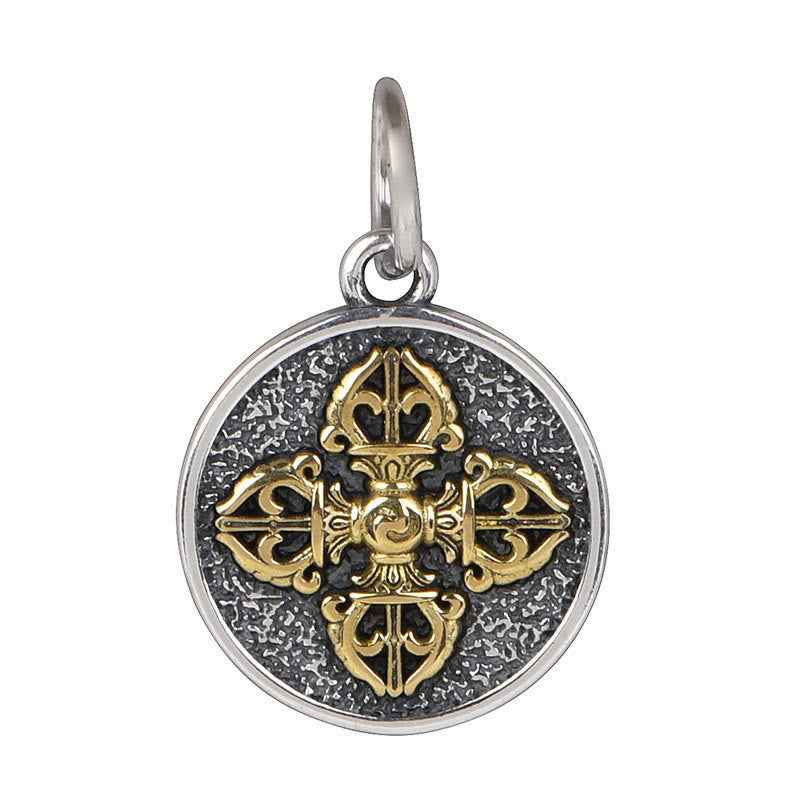 Wear FengShui 925 Sterling Silver Double Dorje Vajra Blessing Necklace Pendant
