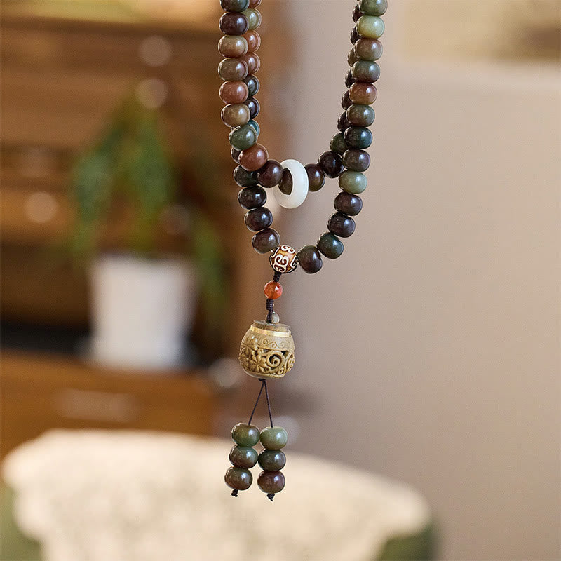 Wear FengShui 108 Mala Beads Dunhuang Color Bodhi Seed Dzi Bead Keep Away Evil Spirits Bracelet
