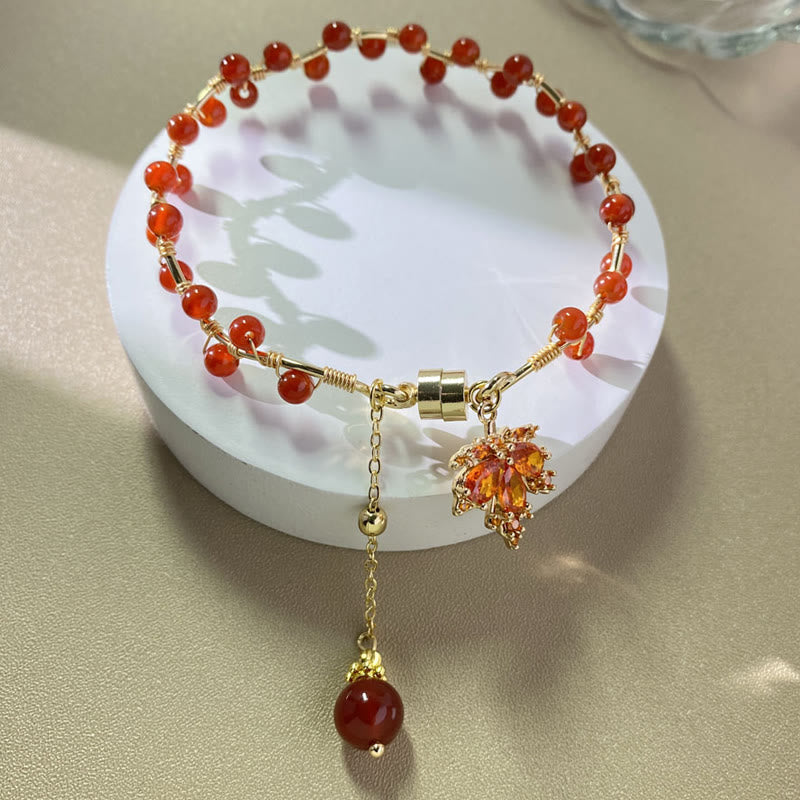 Wear FengShui Red Maple Leaf Luck Charm Bracelet