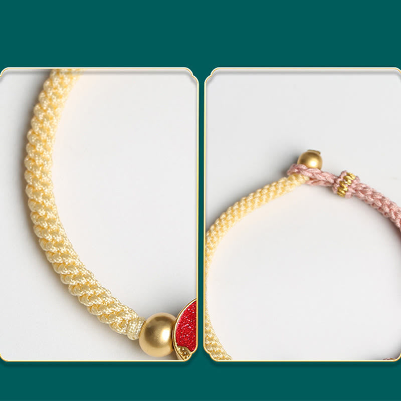 Wear FengShui Handmade Mountain and Sea Engraved Luck Two-Color String Couple Bracelet