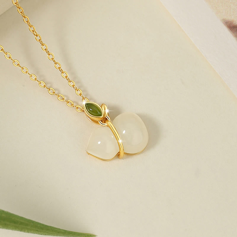 Wear FengShui 925 Sterling Silver Hetian Jade Gourd Abundance Necklace Pendant