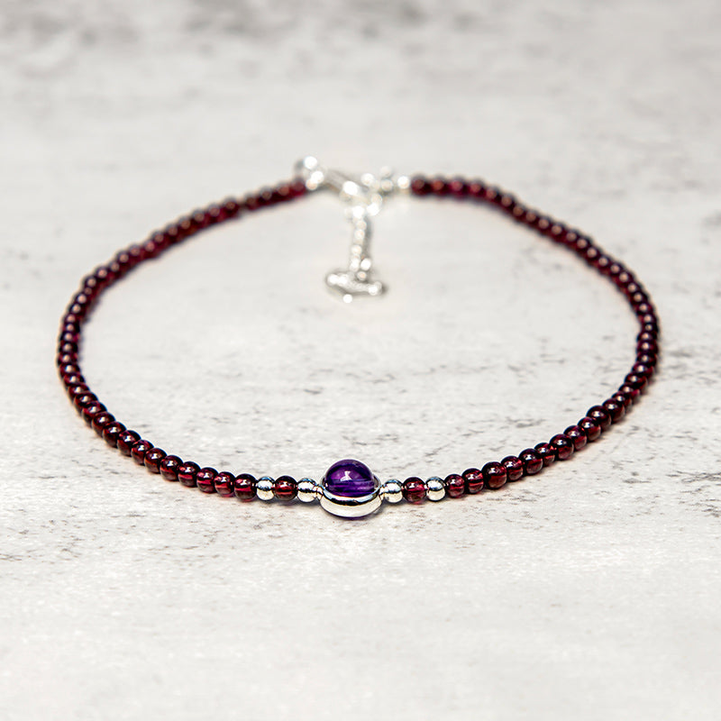 Wear FengShui Garnet Amethyst Purification Calm Anklet
