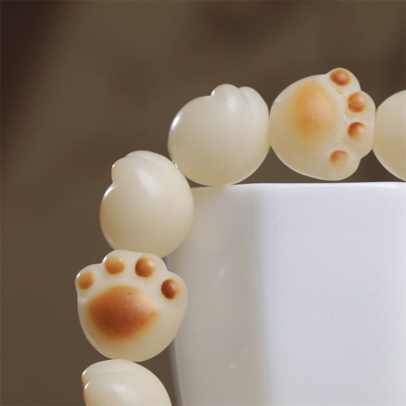 Wear FengShui Cute Cat Paw Claw Bodhi Seed Peace Bracelet