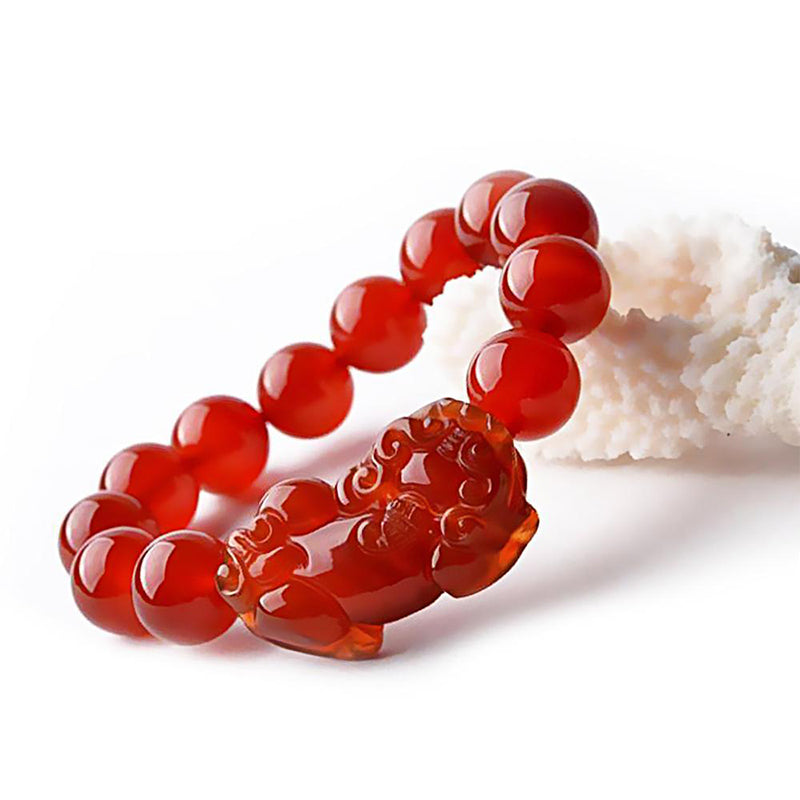 Wear FengShui Red Agate Lucky Pixiu Wealth Luck Bracelet