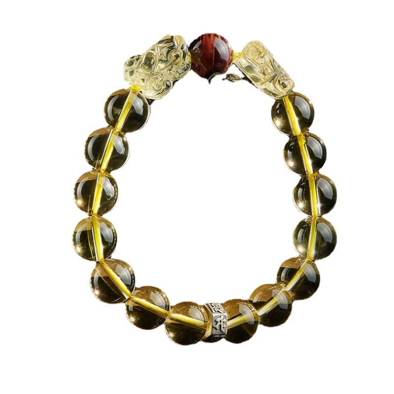 Wear FengShui Natural Citrine Double PiXiu Tiger Eye Prosperity Protection Bracelet