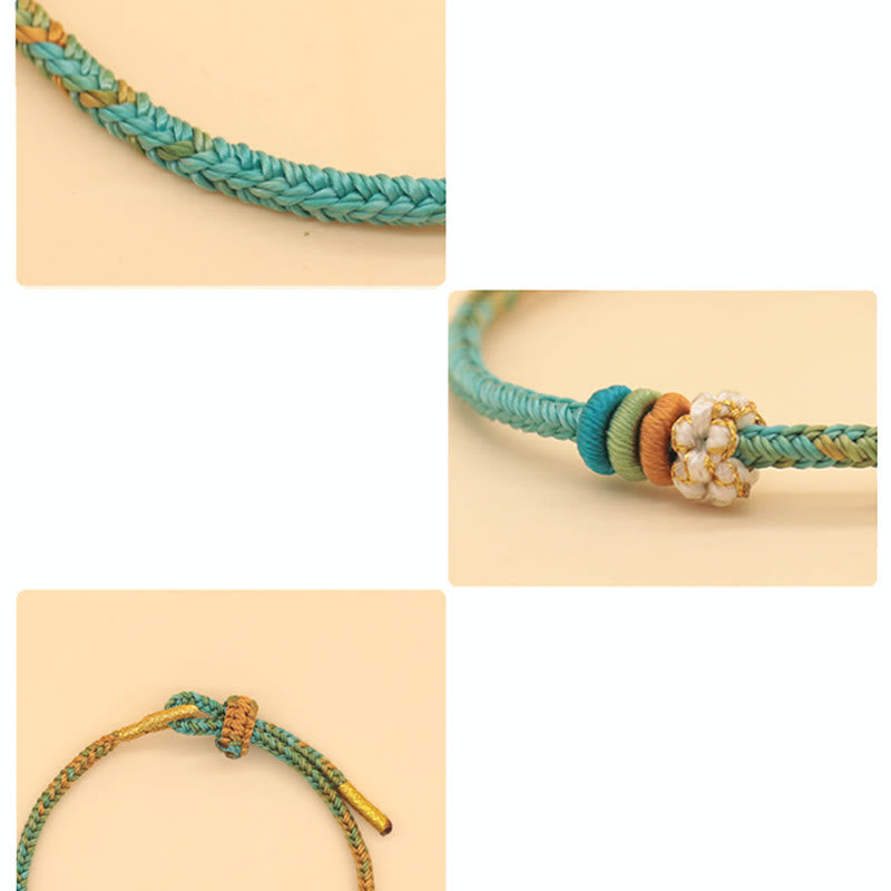 Wear FengShui Handmade Eight Thread Peace Knot Peach Blossom Knot Luck Rope Braided Bracelet