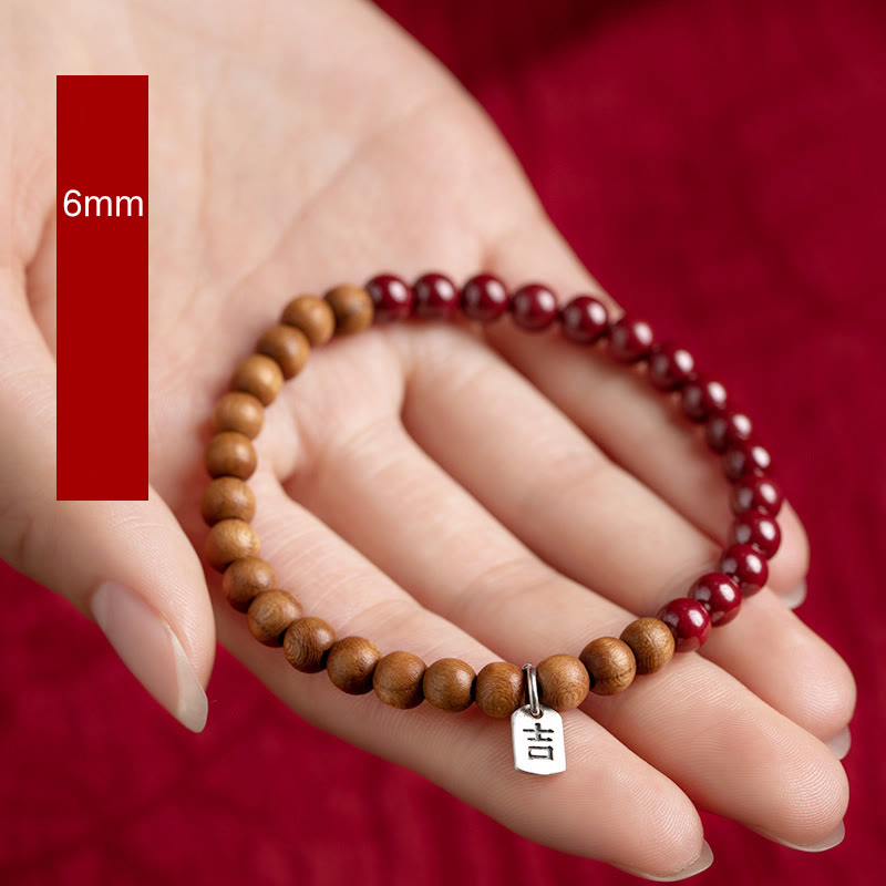 Wear FengShui 925 Sterling Silver Peach Wood Cinnabar Ward Off Evil Spirits Bracelet