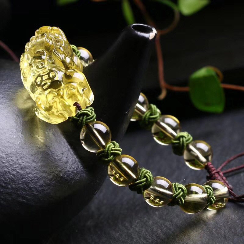 Wear FengShui Natural Citrine Pixiu Wealth Protection Bracelet