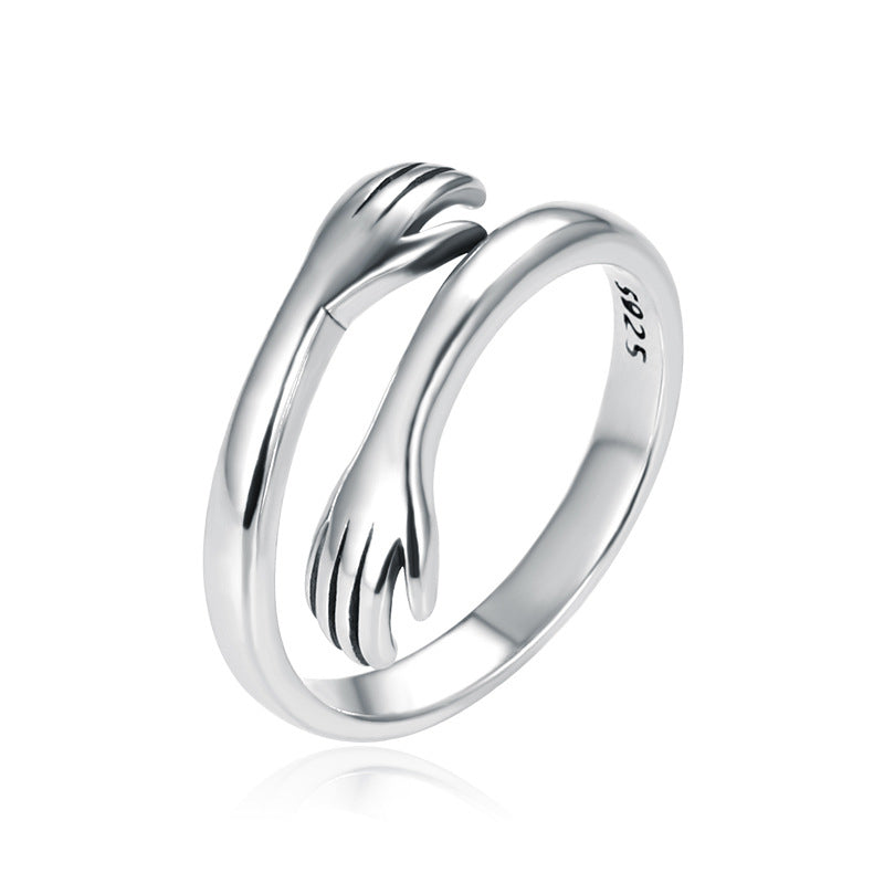 Wear FengShui 925 Sterling Silver Love Hug Thumb Ring