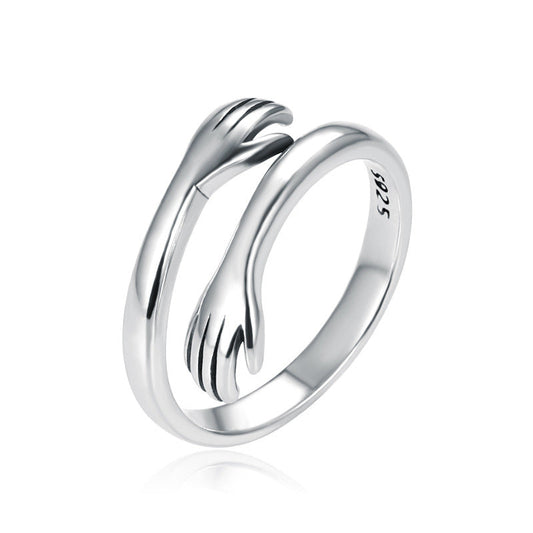 Wear FengShui 925 Sterling Silver Love Hug Thumb Ring
